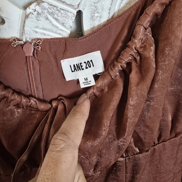 Lane 201 Women’s Metallic Brown Puff Sleeve Long Sleeve Romper Size M - Picture 4 of 8